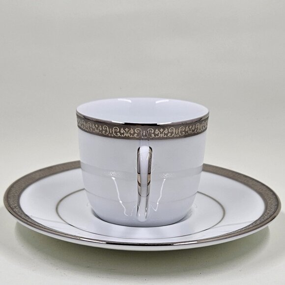 Flat Demitasse Cup & Saucer Set Grand Buffet Classic Platinum by Charter Club - Picture 5 of 16